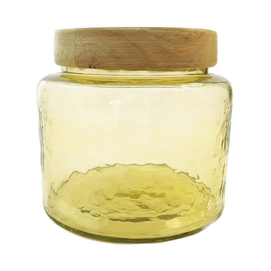 1-1/2 Quart Hammered Glass Jar w/ Mango Wood Lid