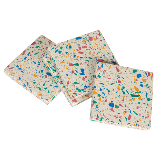Resin & Terrazzo Coasters, Set of 4 Tied with Jute