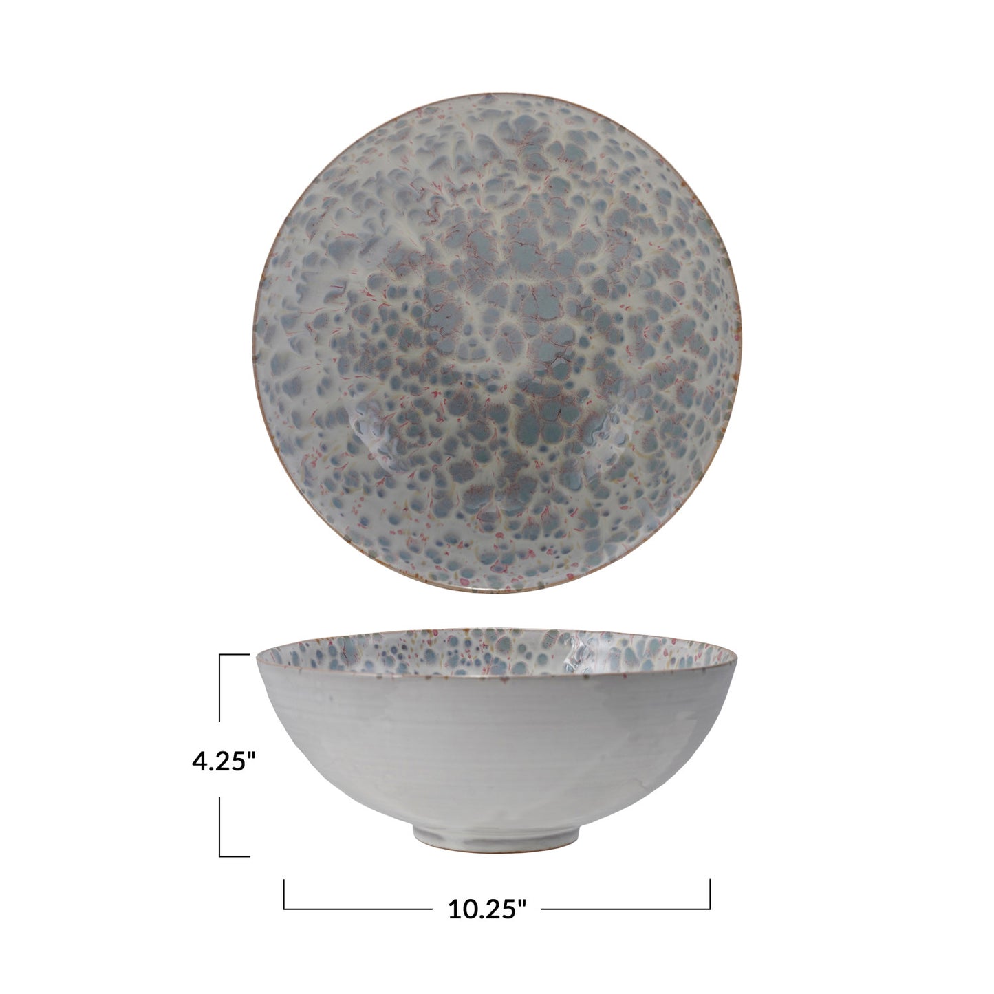 Stoneware Serving Bowl, Reactive Glaze, Blue & White (Each One Will Vary)