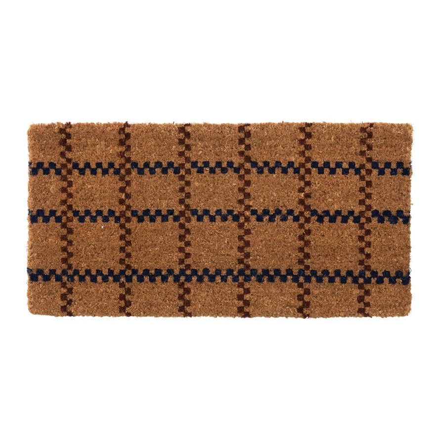 Natural Coir Door Mat, Brown/Blue