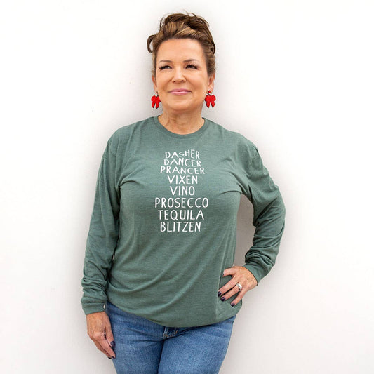 Blitzen Long Sleeve Crew Neck T-Shirt   Dark Green/White   -Asst.: XSmall