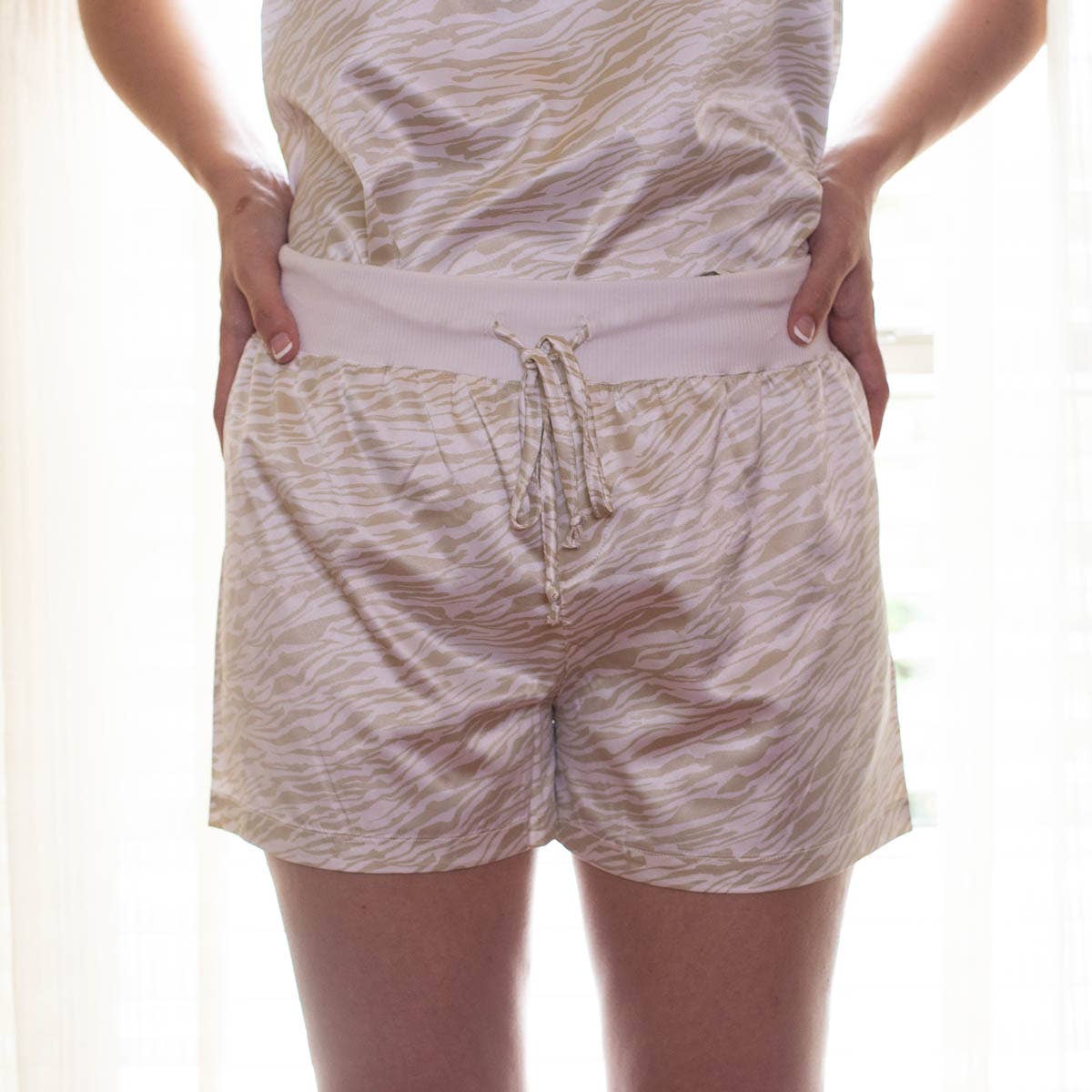 Tiger Stripe Slumber Shorts   White/Shell   -Asst.: Medium