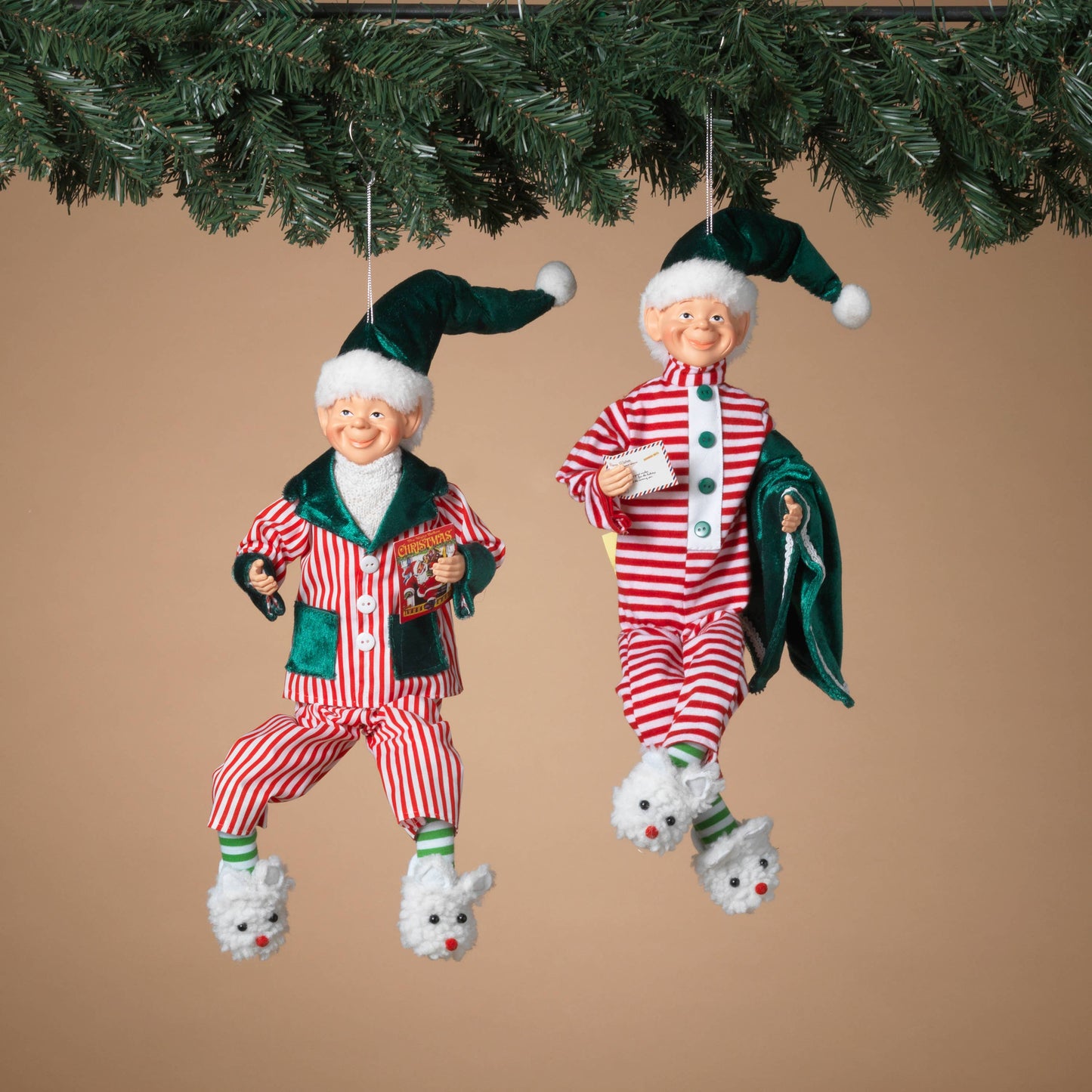 16"H Holiday Polyester Elf Ornament, 2 Asst