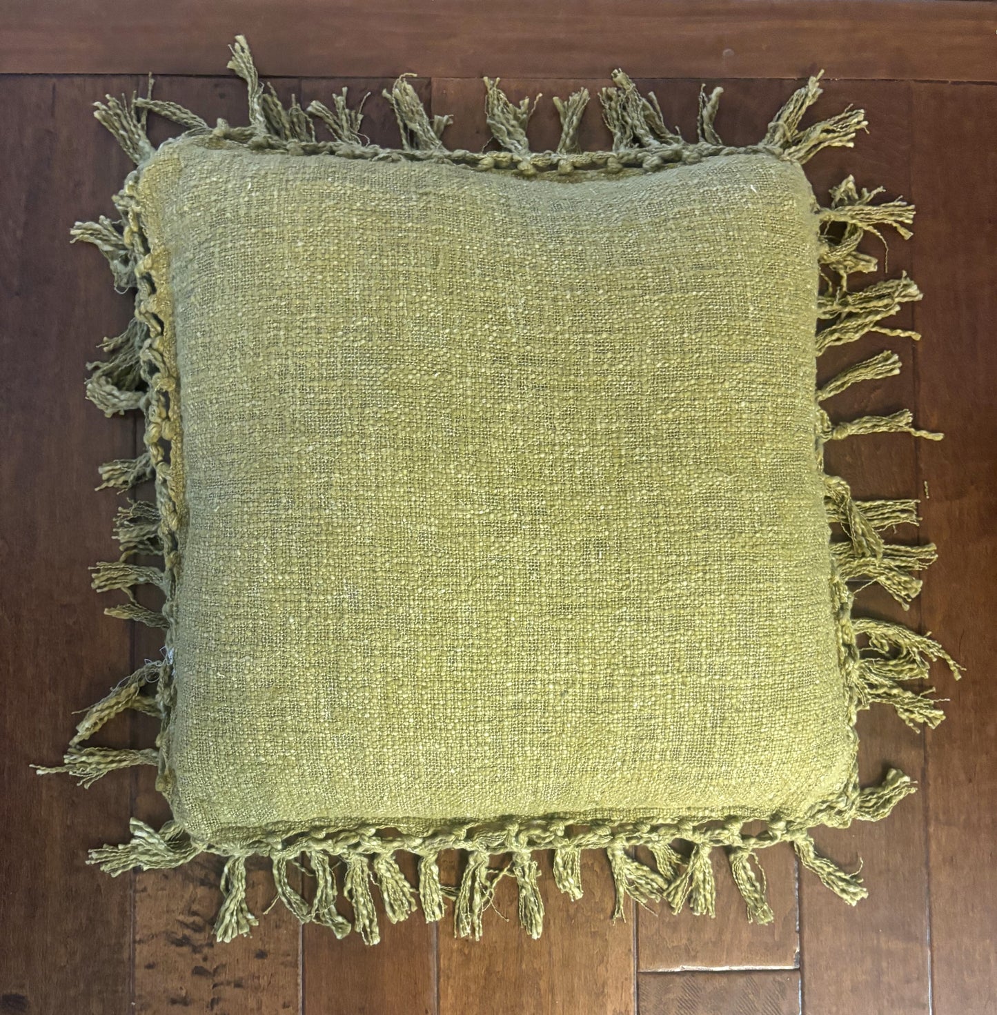 20" Cotton Pillow with Crochet and Fringe