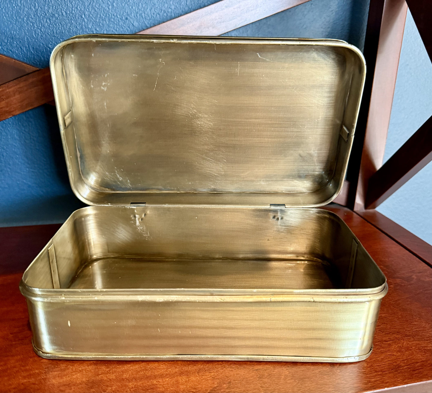 Decorative Metal Box, Antique Brass Finish, Large