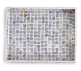 Mother of Pearl Gallery Tray with Dot Pattern-Small Rectangle