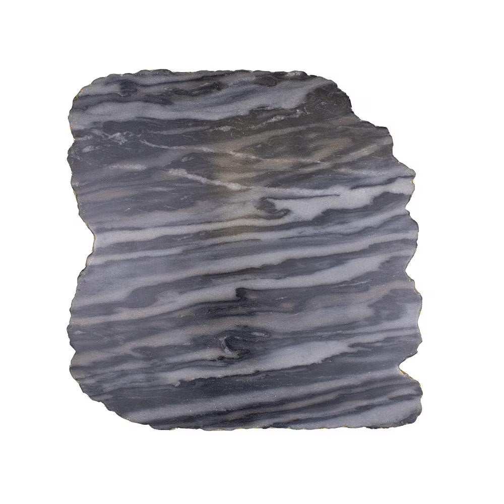 Square Metz Marble Serving Board in Gray with Gold Trim