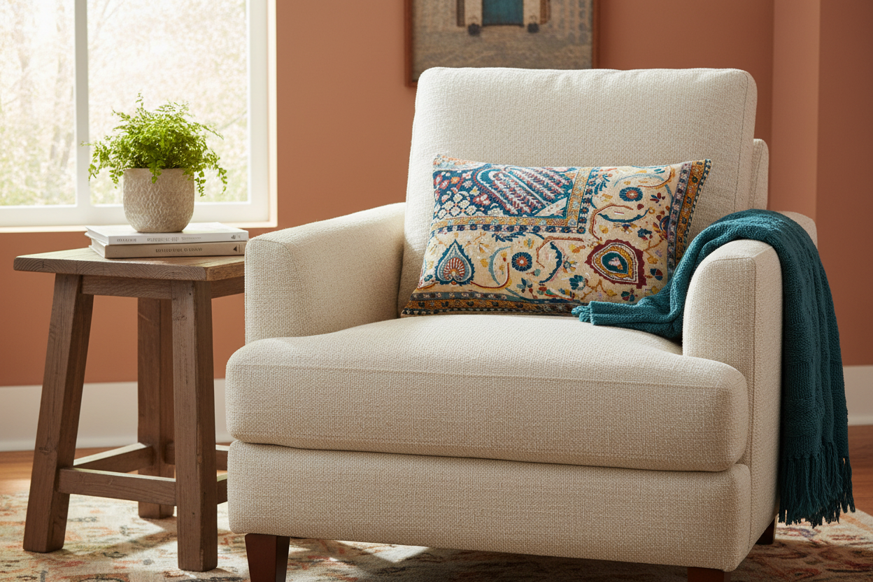 Cotton Blend Velvet Printed Lumbar Pillow