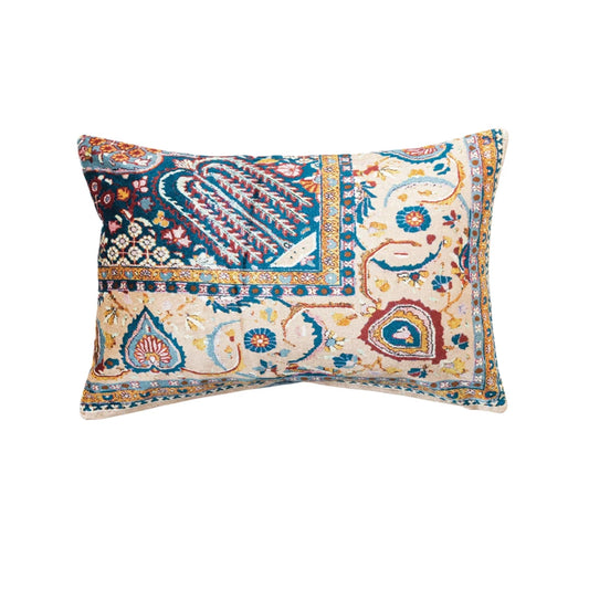 Cotton Blend Velvet Printed Lumbar Pillow